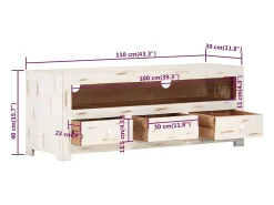 Mueble de TV madera de acacia maciza blanco 110x30x40 cm
