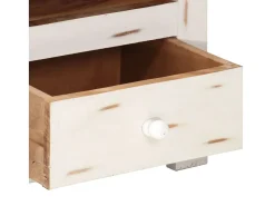 Mueble de TV madera de acacia maciza blanco 110x30x40 cm