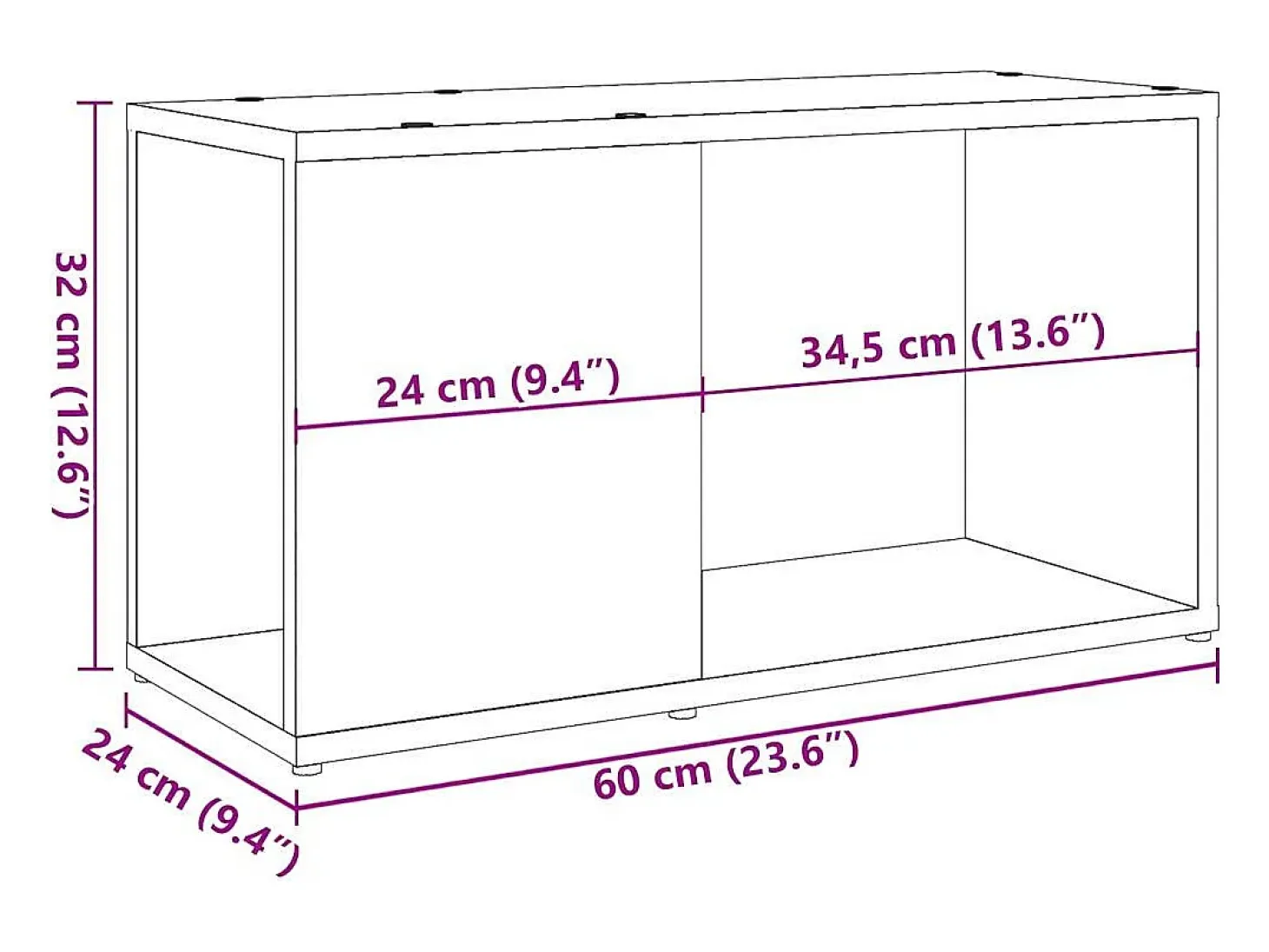Mueble de TV madera de ingeniería envejecida 60x24x32 cm