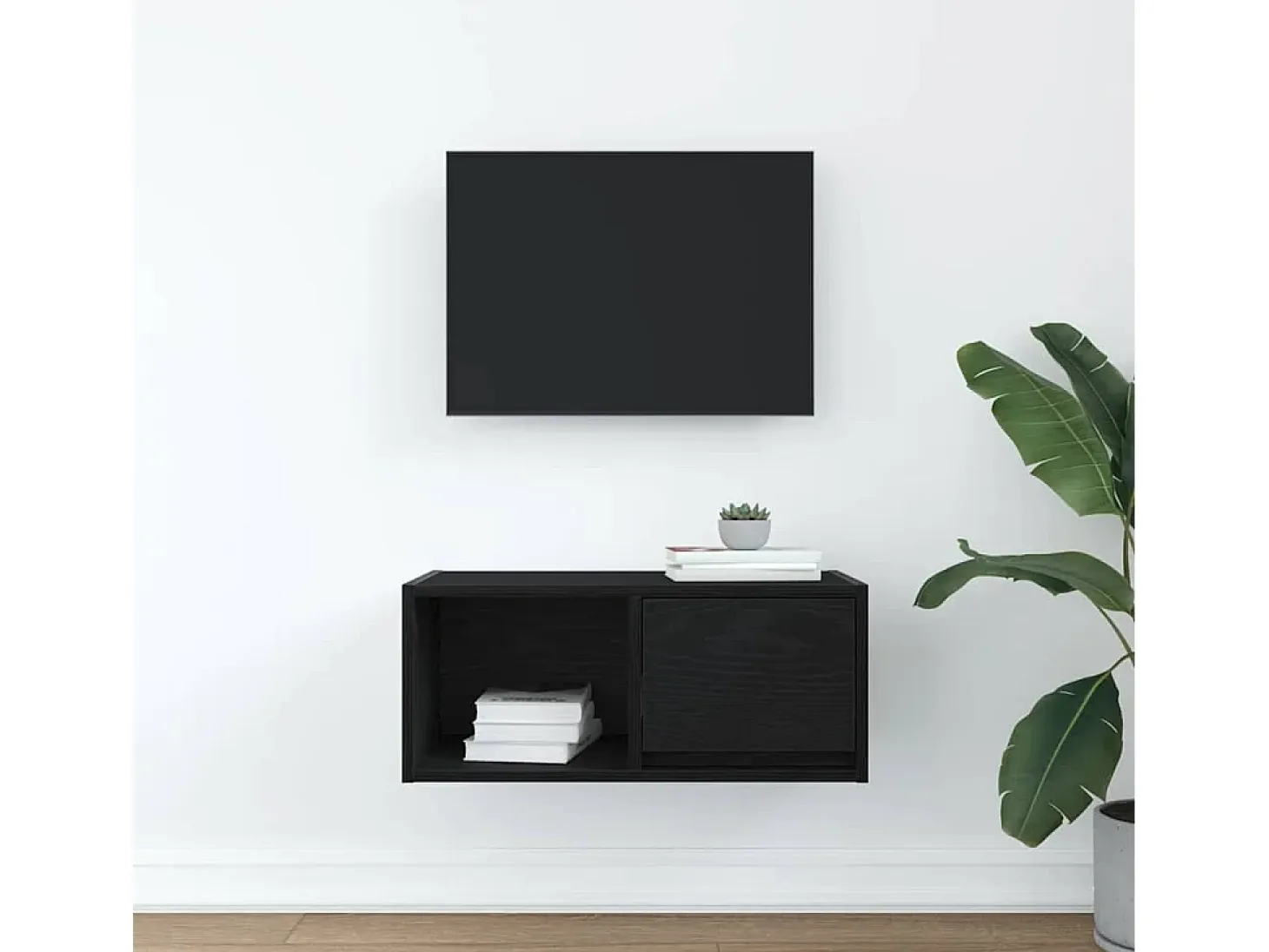 Mueble de TV madera de ingeniería roble negro 60x31x25,5 cm