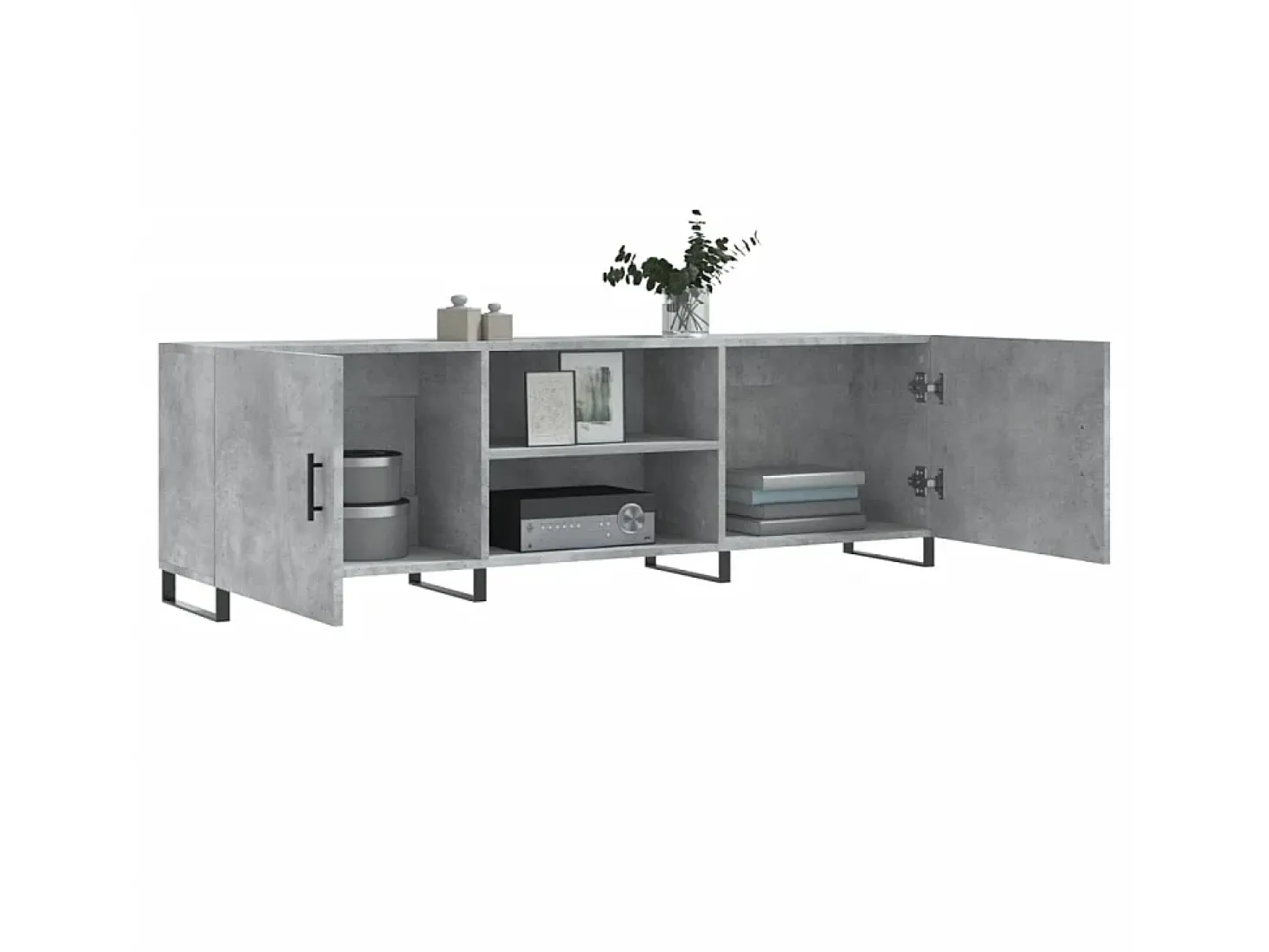 Mueble de TV madera de ingeniería gris hormigón 150x30x50 cm ES64931
