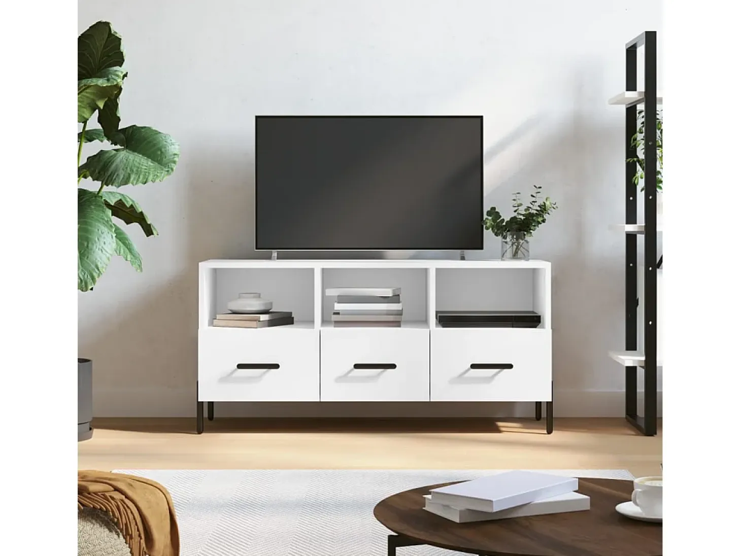 Mueble de TV madera de ingeniería blanco 102x36x50 cm