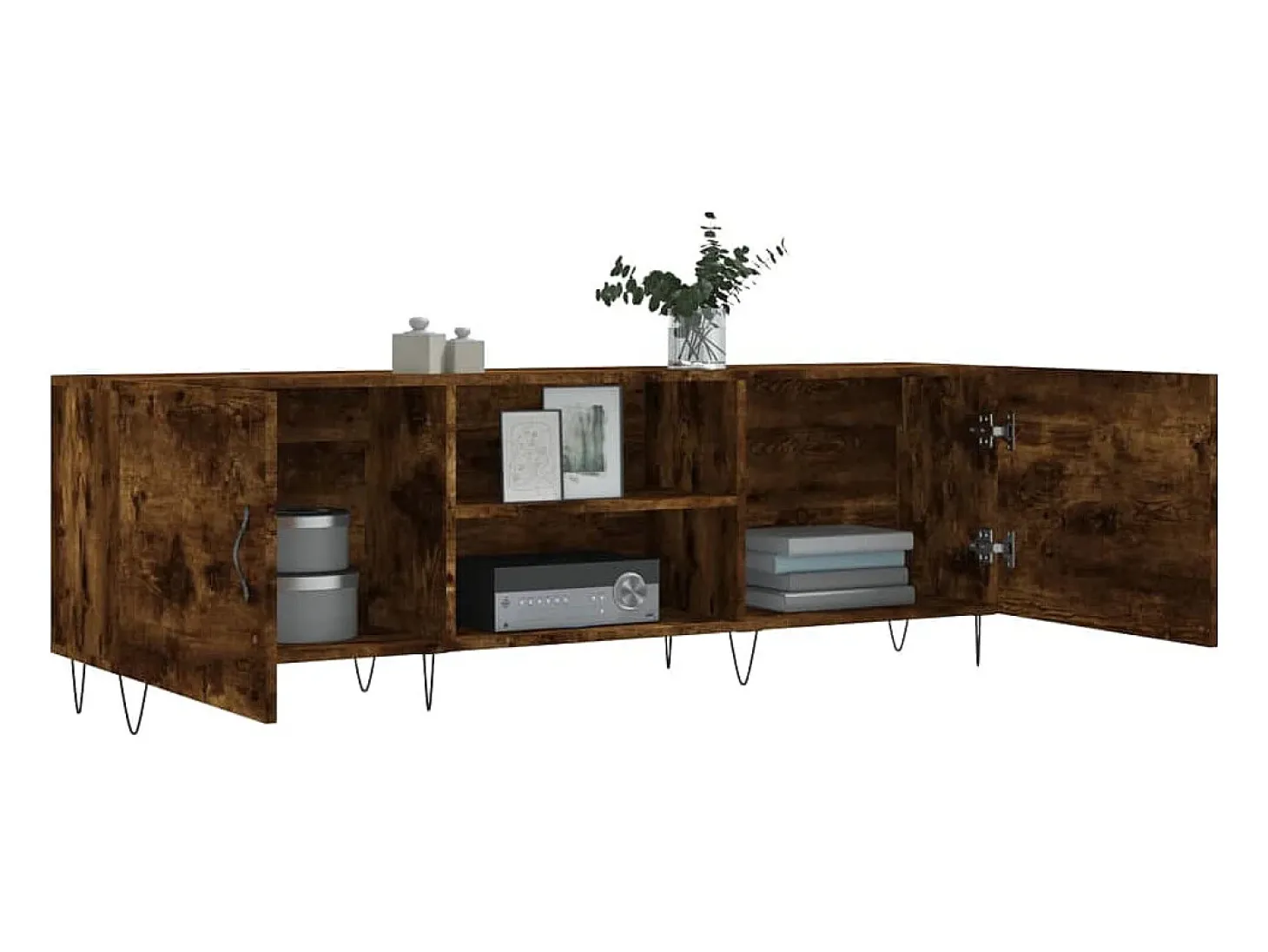 Mueble de TV madera de ingeniería roble ahumado 150x30x50 cm