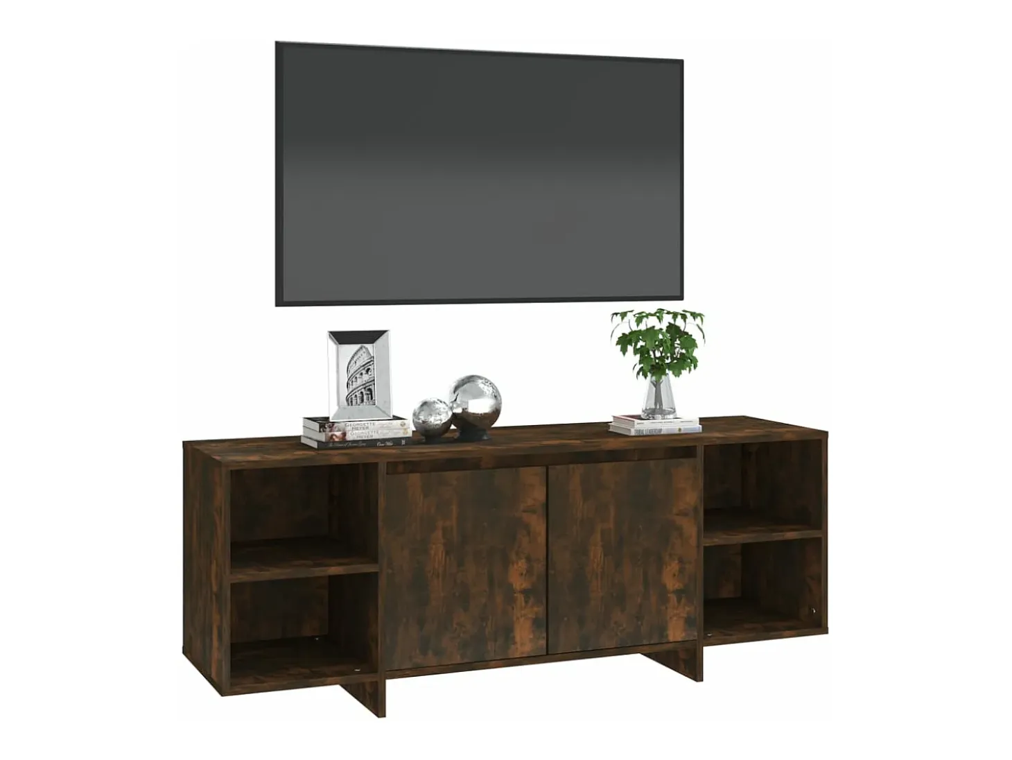 Mueble de TV madera de ingeniería roble ahumado 130x35x50 cm
