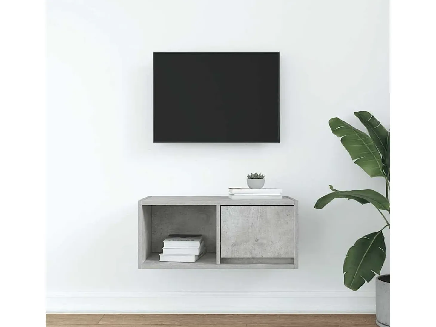 Mueble de TV madera de ingeniería gris hormigón 60x31x25,5 cm