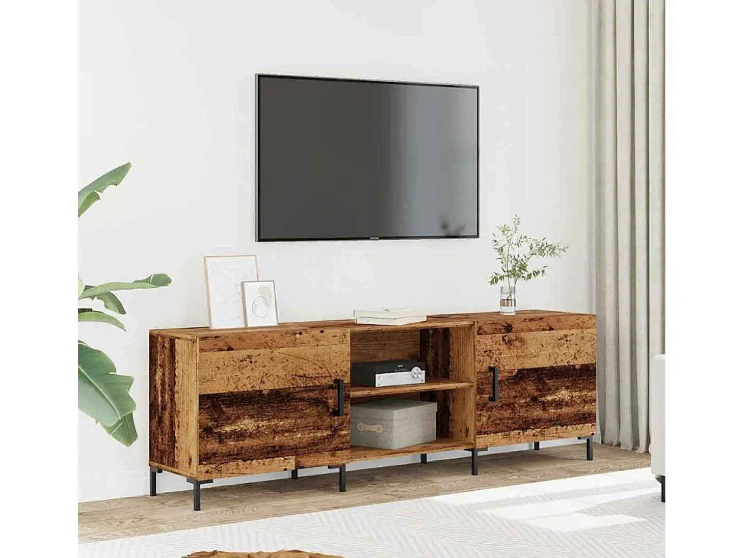 Mueble de TV madera de ingeniería envejecida 150x30x50 cm