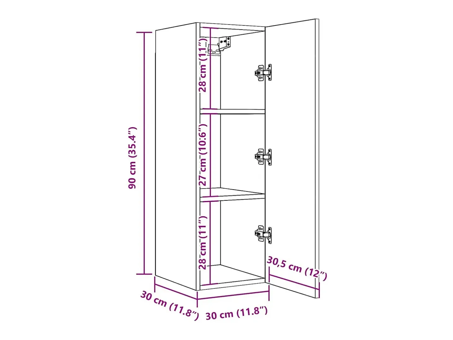 Mueble de TV madera de ingeniería roble artisan 30,5x30x90 cm