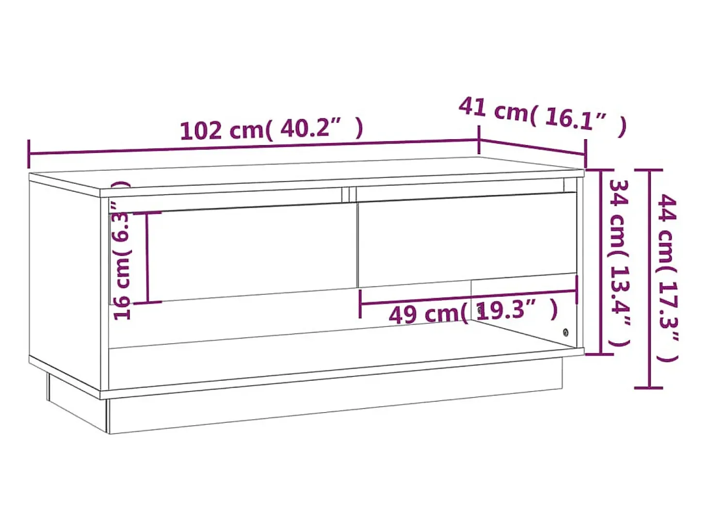 Mueble de TV madera de ingeniería gris Sonoma 102x41x44 cm