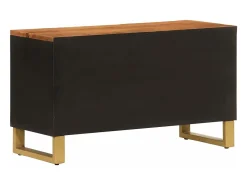 Mueble de TV madera de mango marrón negro 80x31,5x46 cm