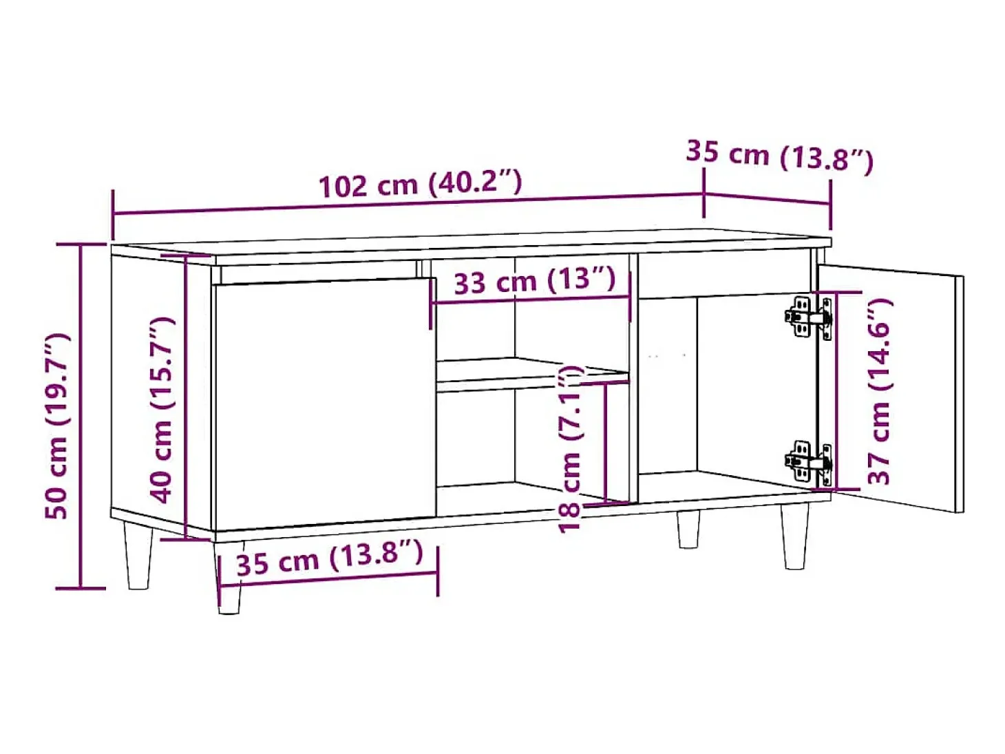 Mueble de TV madera ingeniería madera envejecida 102x35x50 cm