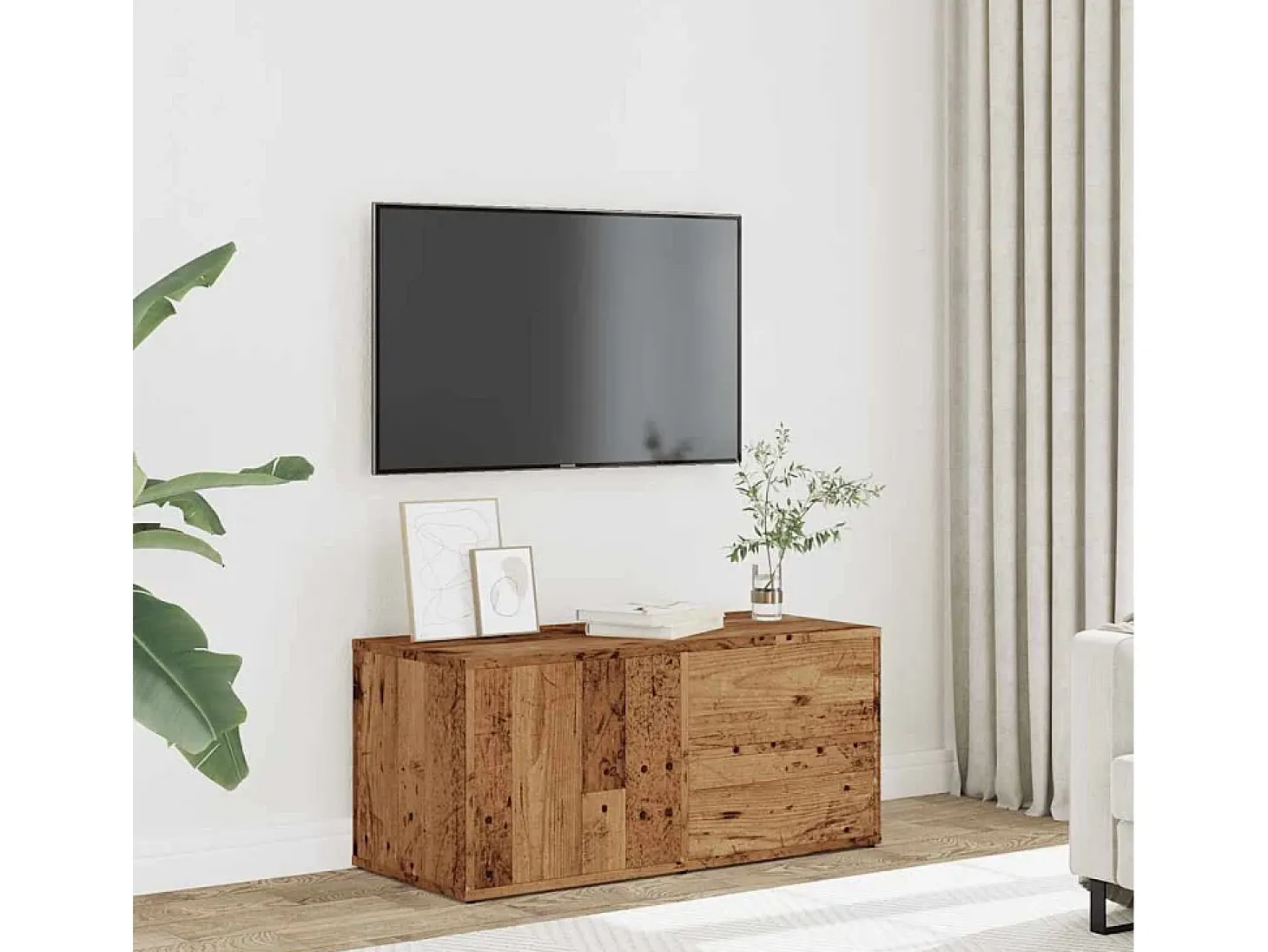 Mueble de TV madera ingeniería madera envejecida 80x34x35,5 cm