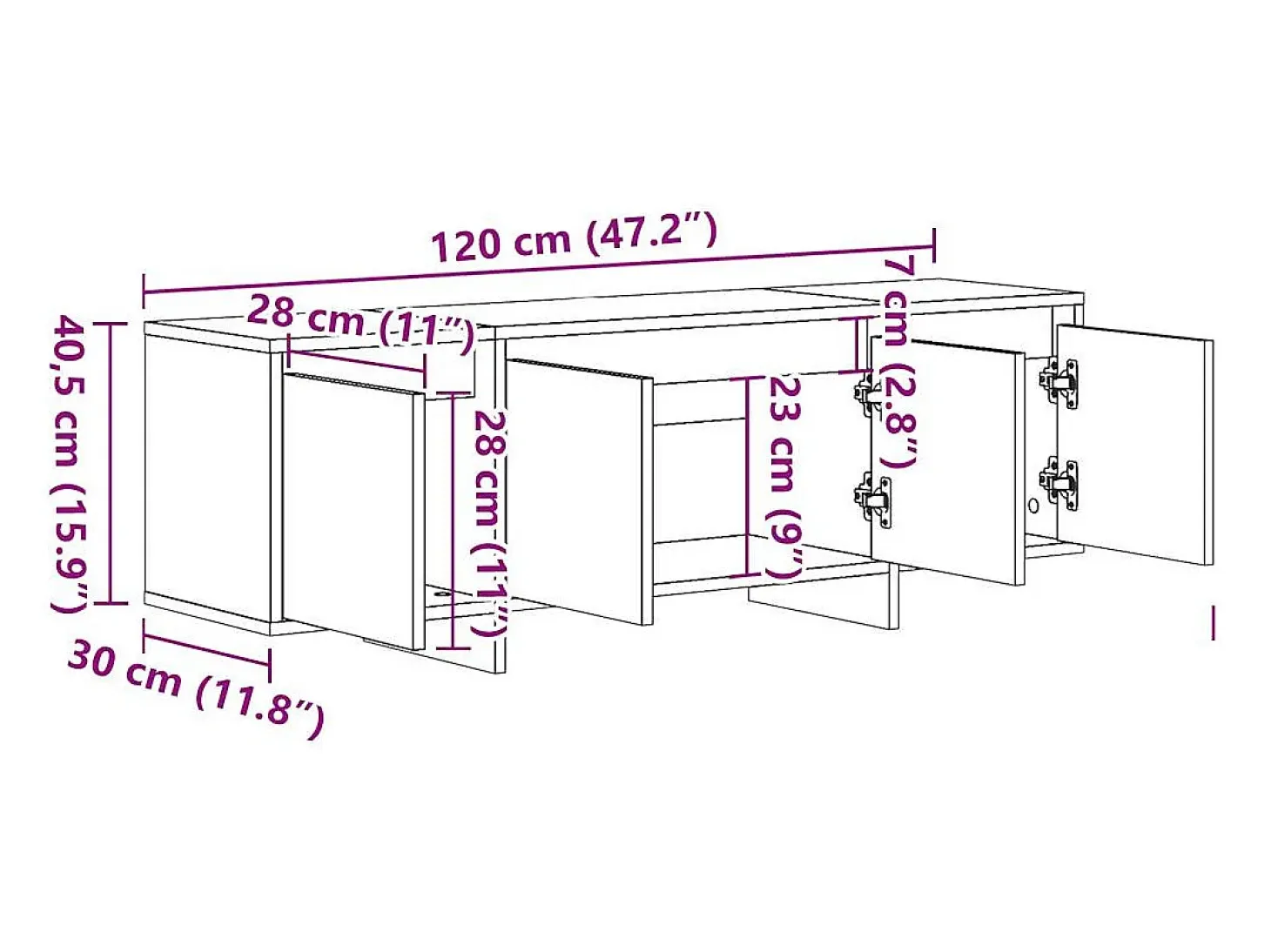 Mueble de TV madera ingeniería madera envejecida 120x30x40,5 cm