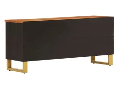 Mueble de TV madera maciza mango marrón y negro 100x33,5x46 cm