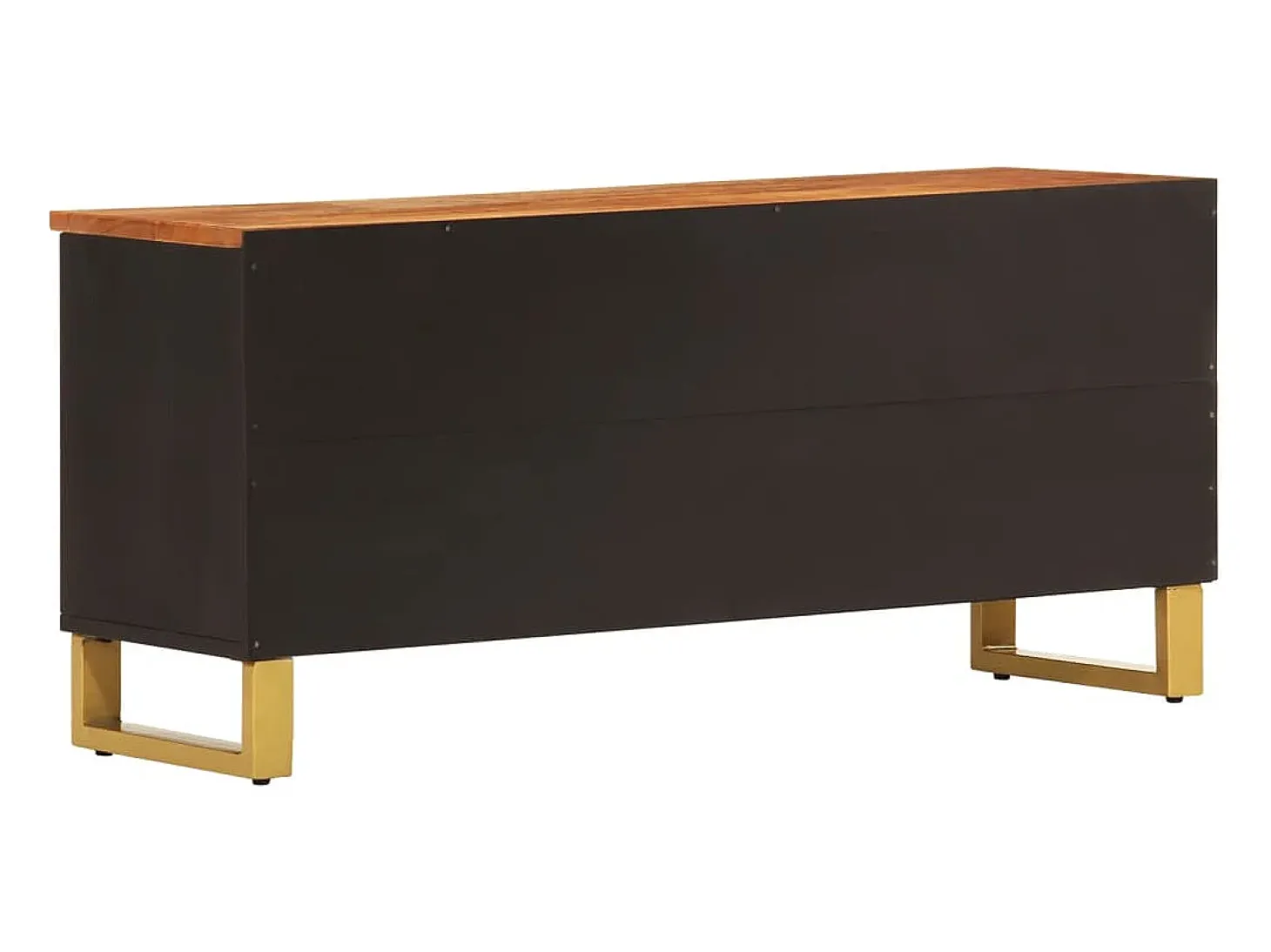 Mueble de TV madera maciza mango marrón y negro 100x33,5x46 cm