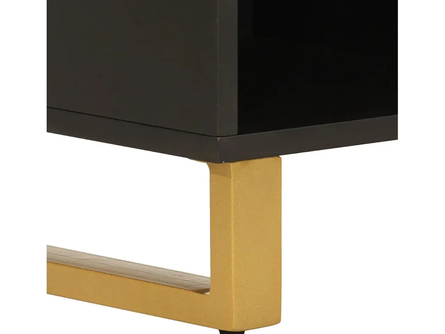 Mueble de TV madera maciza mango marrón y negro 100x33,5x46 cm
