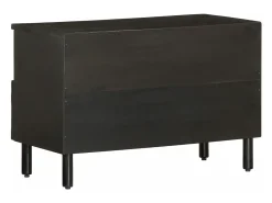 Mueble de TV madera maciza de mango negro 70x33x46 cm