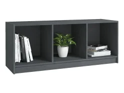 Mueble de TV madera maciza de pino gris 104x33x41 cm ES99746