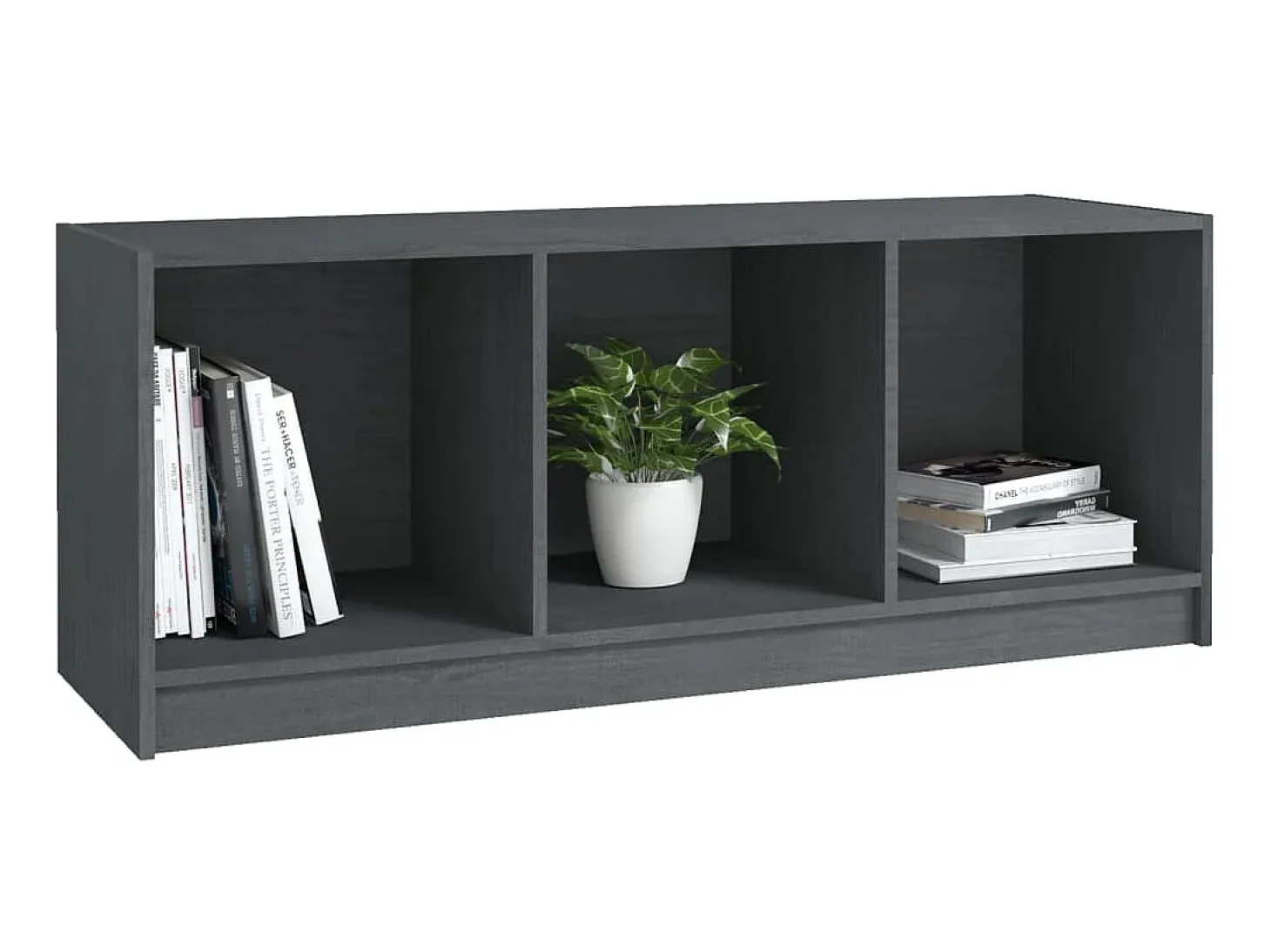 Mueble de TV madera maciza de pino gris 104x33x41 cm ES99746