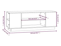 Mueble de TV madera maciza de pino blanco 110x35x40,5 cm