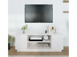 Mueble de TV madera maciza de pino blanco 110x35x40,5 cm