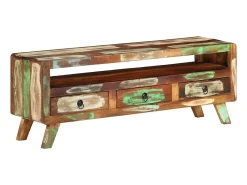 Mueble de TV madera maciza reciclada multicolor 110x30x40 cm