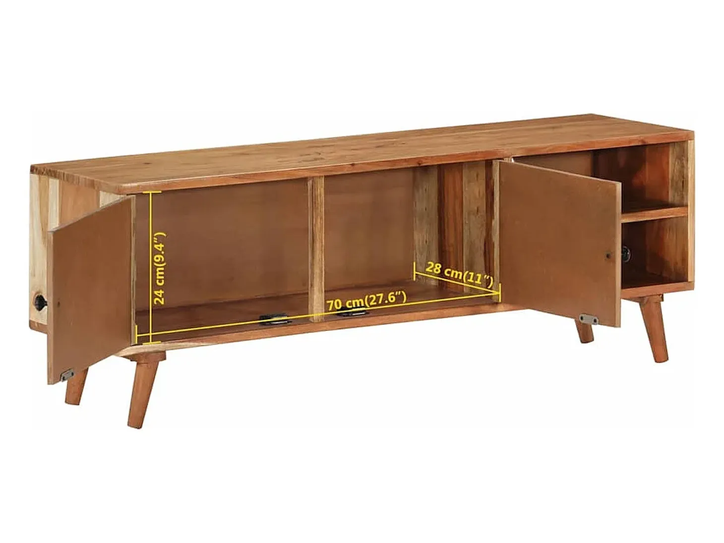Mueble de TV madera maciza de acacia 112x30x40 cm