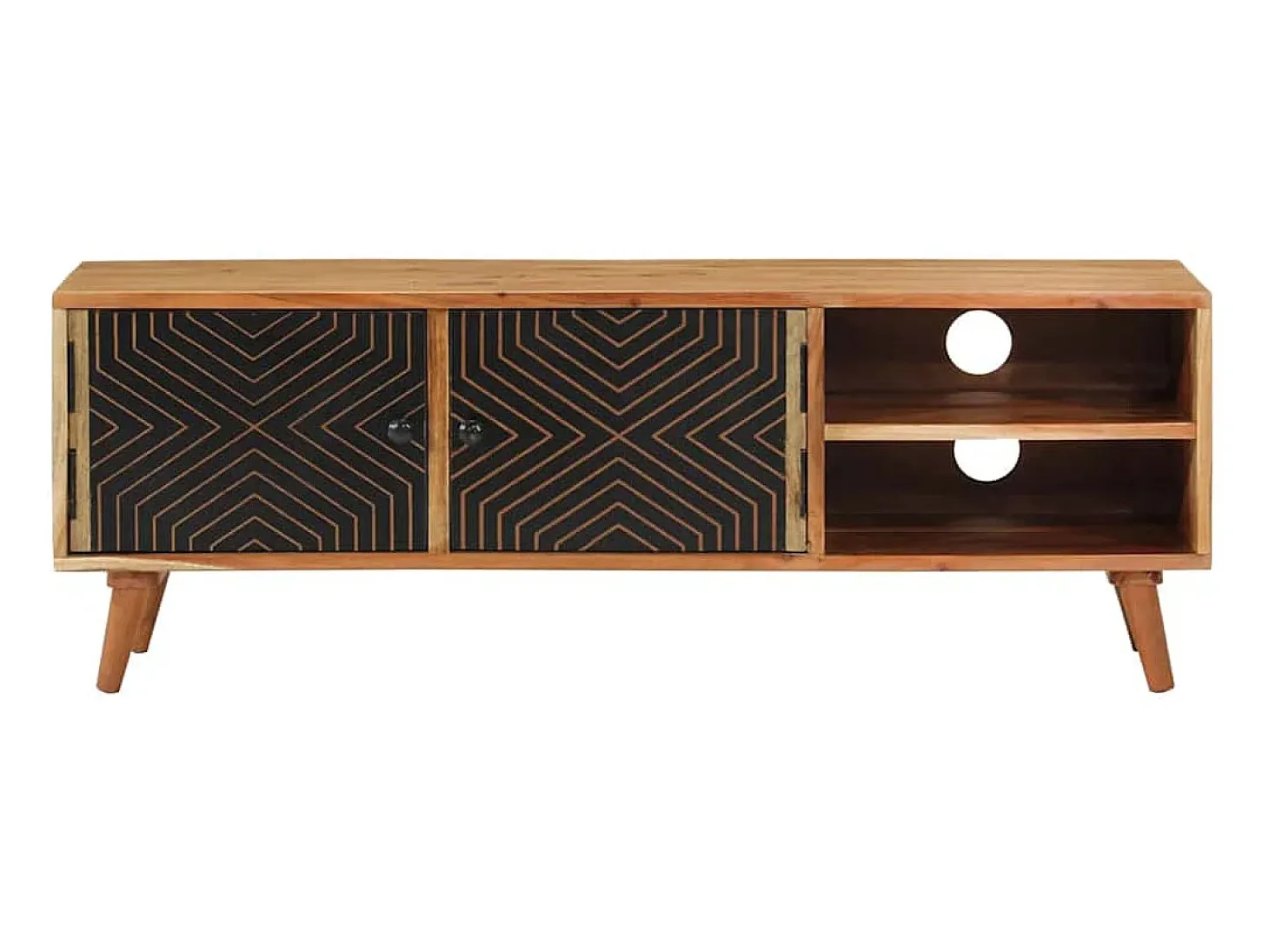 Mueble de TV madera maciza de acacia 112x30x40 cm