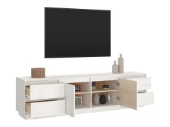 Mueble de TV madera maciza de pino blanco 176x37x47,5 cm