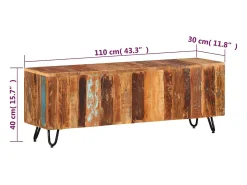 Mueble de TV madera maciza reciclada 110x30x40 cm