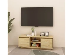 Mueble de TV madera maciza de pino 110x30x40 cm