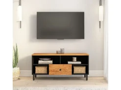 Mueble de TV madera maciza de acacia 100x33x46 cm