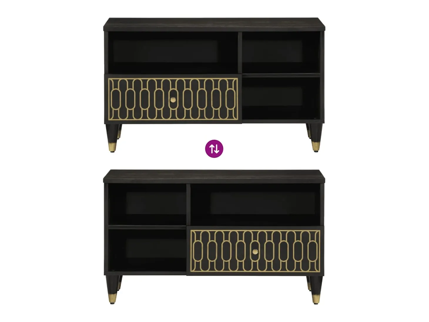 Mueble de TV madera maciza de mango 80x33x46 cm