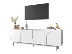 Mueble de TV moderno con 4 puertas - 175x38x56cm - Tablero de partículas - blanco