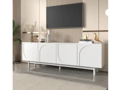 Mueble de TV moderno con 4 puertas - 175x38x56cm - Tablero de partículas - blanco