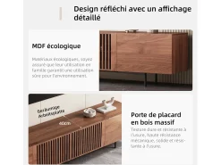 Mueble de TV moderno de 75", con gran espacio de almacenamiento, consola multimedia de 240 cm, para salón y dormitorio, color nogal