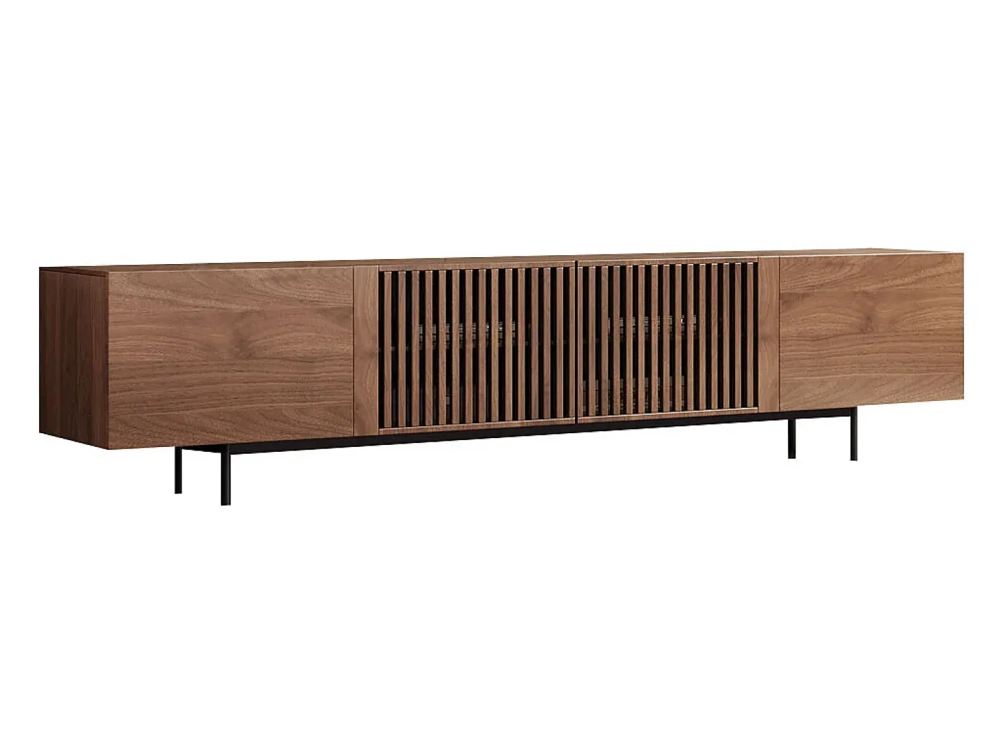 Mueble de TV moderno de 75", con gran espacio de almacenamiento, consola multimedia de 240 cm, para salón y dormitorio, color nogal