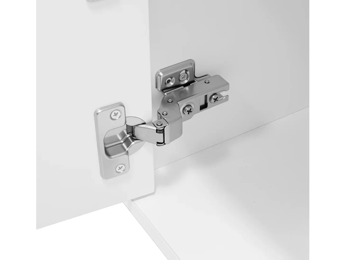 Mueble de TV moderno 170x30x30,5 cm - Fijación a la pared o con patas - Acabado brillante - 3 puertas y 2 cajones - Blanco