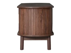 Mueble de TV retro - Mueble bajo con puerta corredera y puerta abatible - 3 compartimentos - Marrón