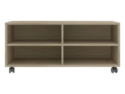 Mueble de TV ruedas madera contrachapada color roble 90x35x35cm