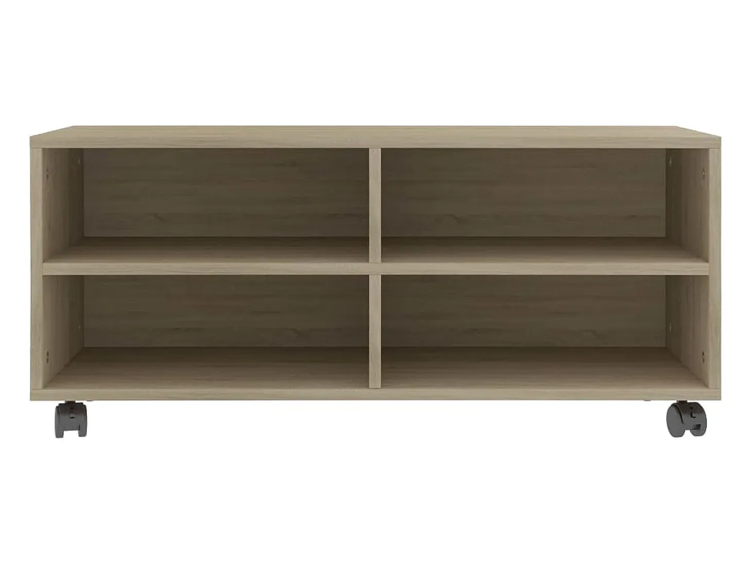 Mueble de TV ruedas madera contrachapada color roble 90x35x35cm