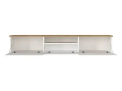 Mueble de TV suspendido con 3 puertas y 1 hueco - Blanco y natural - LOTULA