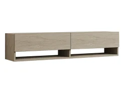 Mueble de TV suspendido con 2 puertas abatibles, decoración travertino L141 cm - ARGES