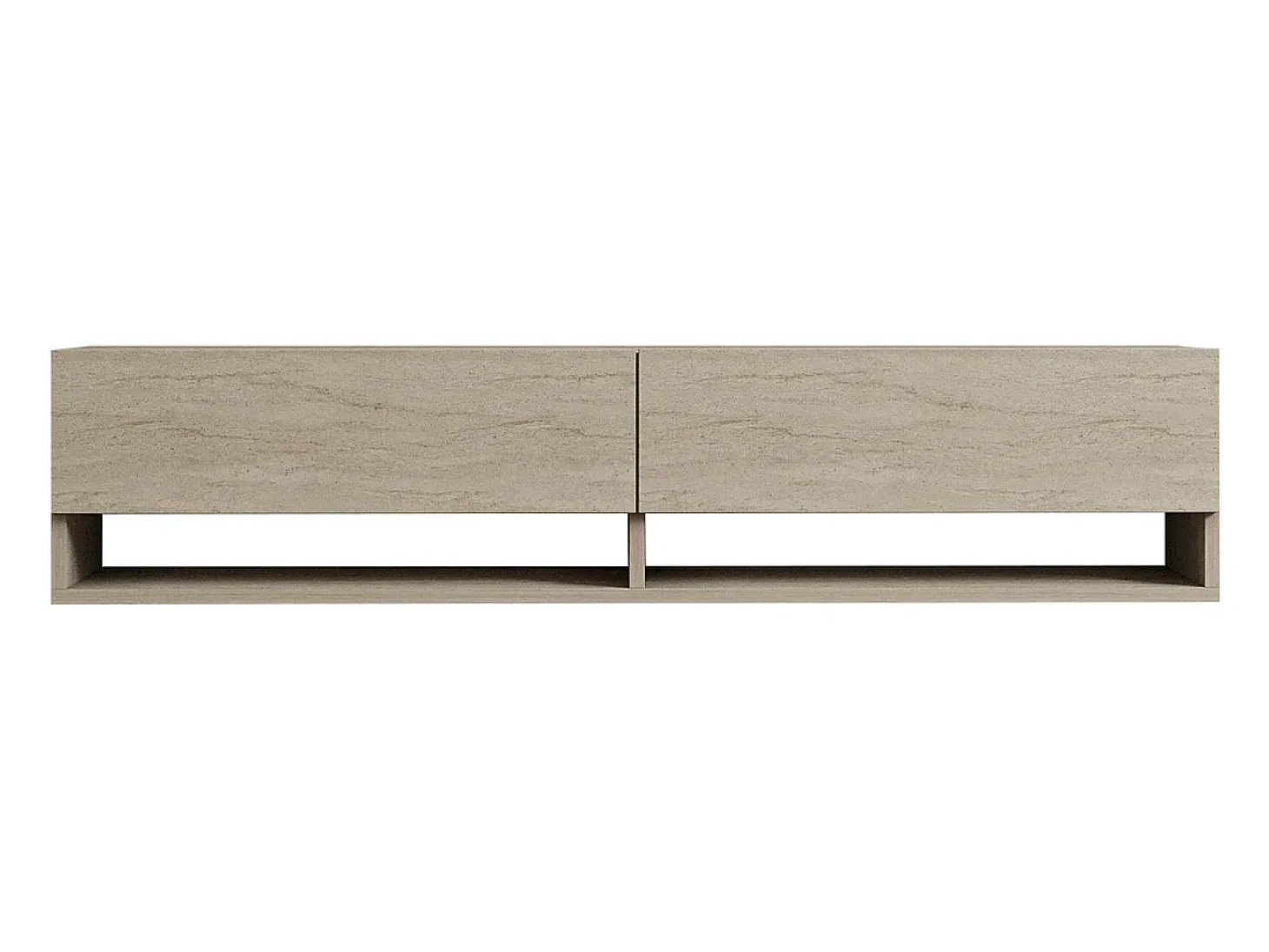 Mueble de TV suspendido con 2 puertas abatibles, decoración travertino L141 cm - ARGES