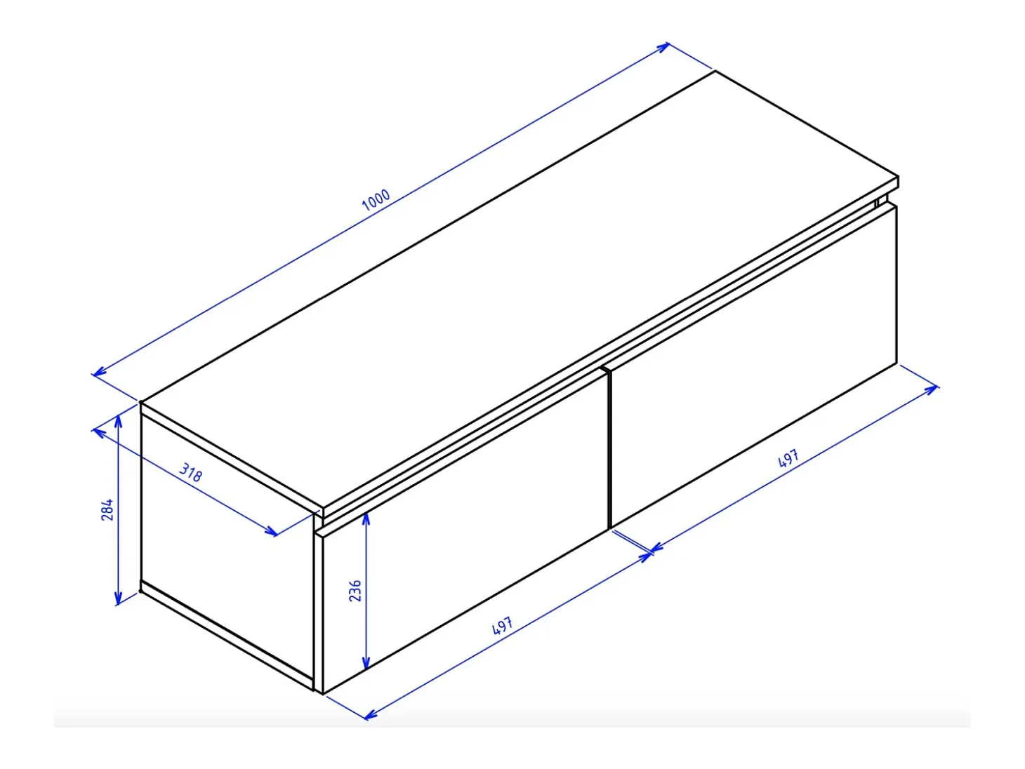 Mueble de TV suspendido con 2 puertas -100 cm -nogal de Wisconsin -BEMMI