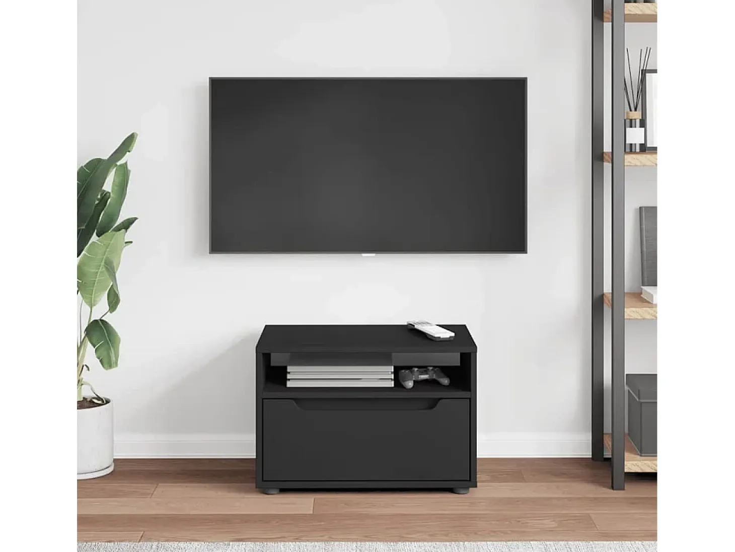 Mueble de TV VISNES negro 60x40x38 cm madera de ingeniería