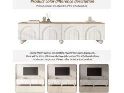 Mueble de TV 180x40x45 cm - 4 puertas - diseño moderno - MDF - Blanco + Natural