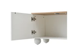 Mueble de TV 180x40x45 cm - 4 puertas - diseño moderno - MDF - Blanco + Natural