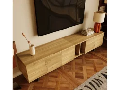 Mueble de TV 191x38x46,5 cm - con 5 puertas - Acabado en madera - MDF + tableros de partículas - Natural