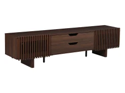 Mueble de TV 180x40x45 cm - con 2 cajones y 2 puertas de persiana - MDF - Color nogal
