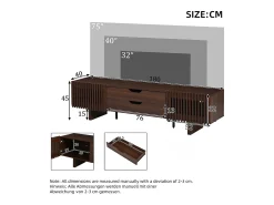 Mueble de TV 180x40x45 cm - con 2 cajones y 2 puertas de persiana - MDF - Color nogal